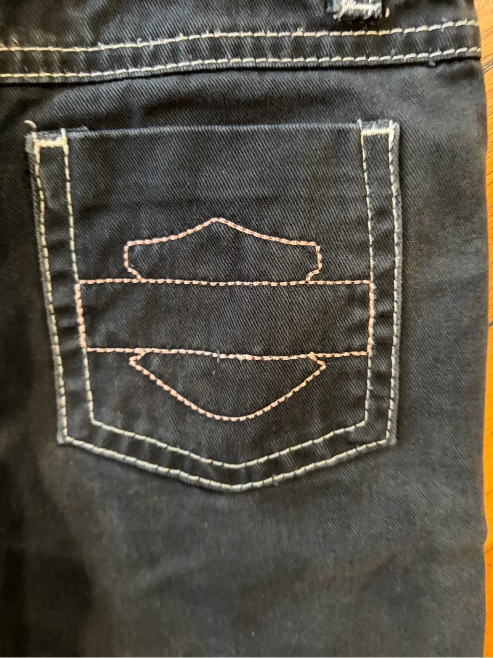 Harley-Davidson Kids Black Denim Jeans Pants. Pink Stitching on Logo. Sz 4T
